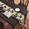 Pure mid-century style dining table and table flag, light luxury, high-end long tea mat, tea table cushion, sideboard, thickened tablecloth, tea table and tea flag, Huafuluoye 30*80cm cotton and linen + round bead tassel black