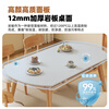 Senlushi slate solid wood dining table and chairs complete set Home living room small apartment with induction cooker square and round dining table Matte pure white slate-log color frame-Lingzhi chair 1.35m One table and four chairs