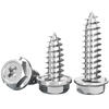 Tianzhuo Hardware 304 stainless steel cross cavity flange out-of-plane hexagonal self-tapping screws with tip and tail pad screws 304 with teeth-M3*6 150 pcs