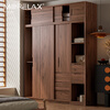 Morelax all solid wood sliding door wardrobe walnut color home bedroom modern simple small apartment log style oak wardrobe 1.8 meters sliding door wardrobe door delivery + installation