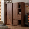 Morelax all solid wood sliding door wardrobe walnut color home bedroom modern simple small apartment log style oak wardrobe 1.8 meters sliding door wardrobe door delivery + installation
