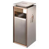 GNF trash can, stainless steel floor-mounted vertical type, direct throw, large size, large capacity, metal, indoor and outdoor, commercial, high-end hotel lobby, elevator entrance, office building, residential property, high-looking, light luxury, 20L sand silver steel, double barrels inside and outside GPX-9A
