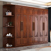 Nanyi Wardrobe Chinese Carved Wardrobe Golden Rosewood Antique Bedroom Storage Cabinet Side Cabinet Top Cabinet Home Wardrobe Z8625 Six-Door Wardrobe Golden Rosewood