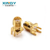 XINQY Xinqiyuan SMA-KHD gold-plated offset RF coaxial connector 18G welding four-pin socket KE printed board edge card connector, batch size 16/piece (minimum order of 50 pieces)