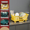 GUIG kitchen drain rack, sink side washing dish drain basket, dish rack, chopstick storage rack, tableware drain basket, honey pomelo yellow - vitality, upgraded extra thick, no water accumulation, extra large drain tray, side row - no bowl rack
