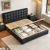 Suizhi government subsidized waffle leather bed, modern and simple master bedroom, high-end and atmospheric storage bed, double soft package wedding bed, single bed, newly upgraded silent bed board, 1.8m*2.0m frame structure, optional colors