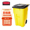 Rubbermaid Business Supplies Flagship Store Outdoor pushable trash can with lid and wheels 189L FG9W2700YEL Yellow recycling garbage classification property outdoor trash can