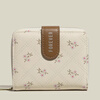 Guiqi ladies printed short wallet multi-card slot zipper bag floral coin purse large capacity card holder all in one multifunctional printed wallet beige