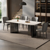 Shanglinchun Italian-style slate dining table and chairs set for home small and medium-sized apartments 4-6 people dining table light luxury high-end super crystal stone antibacterial bright snow mountain white full support base + gray Baylor chairs * 4 pieces 1.4 meters * 0.8 meters * 0.76 meters