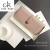Casa-kupsCK Korean style trendy genuine leather two-fold women's wallet folding first layer cowhide wallet long wallet 2025 new style black