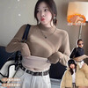 Velvet bottoming shirt for women in winter, high-end and thickened, 2025 new style, stylish inner half turtleneck, warm stand-up collar top, off-white L 100-120 catties