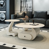 Seaworthy slate coffee table living room light luxury high-end 2025 new tea table tea table modern simple small apartment coffee table combination combination black frame white cabinet bright white slate 80+50