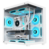 Panoramic room MINI PRO computer case desktop case ATX sea view room supports 360 240 water-cooled luxury case panoramic room MINI white + 5 colorful fans
