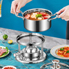 FIREQL high-end hotel club commercial stainless steel single-person small hot pot inflatable gas stove for one person and one pot shabu soup pot silver hammer pattern-environmentally friendly oil type 70-90 minutes 16cm