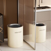 Bailu trash can for home living room, light luxury, high-end stainless steel, large capacity, bedroom, kitchen, toilet, high-looking 2025 new model, large electroplating model, cream white 15L, double barrel inside and outside