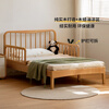 Genji Muyu Solid Wood Bed Teenage Bedroom Retractable Modern Simple Boy Single Bed Girl Guardrail Spliced Bed Beech-Solid Wood Armrest Retractable Bed + Tri-fold Mat 1*2m