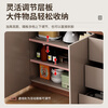 Yuanting solid wood sideboard integrated wall cabinet living room kitchen storage storage cabinet multi-functional tea cabinet tea side cabinet warm white + walnut countertop 140cm solid wood + arc corners (three doors and three drawers)