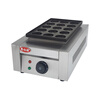 Guangdong Shichu octopus small meatball machine commercial stall gas octopus grill plate electric heating oyster egg grilling machine oyster egg grilling crispy bone grilling machine electric heating 15 holes 5 cm aperture | free funnel + tools cast iron plate
