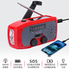 Minggu hand-cranked generator multi-function flashlight radio emergency disaster prevention hand-cranked generator power bank solar charging red CW694989