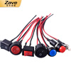 ZAVE switch with wire, small boat-shaped round button KCD1 round black 2 feet 2 gears with wire
