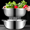 ZSR German quality 304 stainless steel dish basin drain basket rice washing sieve rice basin kitchen artifact fruit basket household 304 stainless steel solid basin 45CM