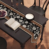 Pure mid-century style dining table and table flag, light luxury, high-end long tea mat, tea table cushion, sideboard, thickened tablecloth, tea table and tea flag, Huafuluoye 30*80cm cotton and linen + round bead tassel black