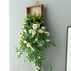 Shiniao ins style small daisy wall hanging artificial flower vines and vines wrapped around the wall to block the decoration of green plants and fake flower wall decorations. Daisy wall hanging belt with traceless nails, a complete set