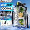 SZTAA water cup large capacity ton barrel high temperature resistant sports kettle men and women portable fitness kettle plastic cup 3000ML+strap+cup brush+straw+tea warehouse