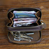 Liyou high-end quality key bag storage bag handmade genuine leather key bag men's first layer cowhide multifunctional retro wallet noble brown
