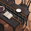 Pure mid-century style dining table and table flag, light luxury, high-end long tea mat, tea table cushion, sideboard, thickened tablecloth, tea table and tea flag, Huafuluoye 30*80cm cotton and linen + round bead tassel black