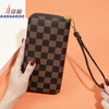 Kangaroo long wallet for women New Year's new pattern large capacity temperament double zipper clutch bag can hold mobile phone wallet dark brown color