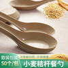 Fu Guan Disposable Bowl Tableware Set Biodegradable Bowl Lunch Box Cutlery Cup Spoon Independent Rice Husk Thickened Lunch Box Rice Husk Original Color Spoon 50 Pairs Bulk