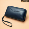 GUIG Germany imported quality genuine leather coin purse women's long 2025 new fashion simple patchwork clutch bag for women black
