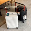 Charles heart-loving, good-looking, large-capacity, thickened aluminum frame travel suitcase, universal wheel trolley case, wide trolley, white thickened aluminum frame, wide trolley, cup holder, USB 20 inches