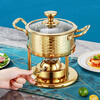 FIREQL high-end hotel club commercial stainless steel single-person small hot pot inflatable gas stove for one person and one pot shabu soup pot silver hammer pattern-environmentally friendly oil type 70-90 minutes 16cm