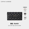 CinvaiKrose small c&k long wallet women's 2025 new versatile multi-functional coin purse rhombus hand wallet black Black