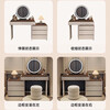 Xinang Modern Simple Drawer Cabinet Integrated Dressing Cabinet Small Apartment Cream Style Bedside Cabinet Bedroom Solid Wood Dressing Table Dressing Table 100cm Khaki Table + Three Drawer Cabinet + Round Mirror + Petal Chair*