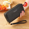 Weiltili 2024 New Women's Wallet Long Large Capacity Double Zipper Hand Wallet Women's Double Layer Clutch Bag Wallet Bag Dark Pink