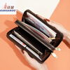 Kangaroo long wallet for women New Year's new pattern large capacity temperament double zipper clutch bag can hold mobile phone wallet dark brown color