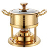 FIREQL high-end hotel club commercial stainless steel single-person small hot pot inflatable gas stove for one person and one pot shabu soup pot silver hammer pattern-environmentally friendly oil type 70-90 minutes 16cm