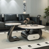 Seaworthy slate coffee table living room light luxury high-end 2025 new tea table tea table modern simple small apartment coffee table combination combination black frame white cabinet bright white slate 80+50