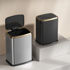 KUK stainless steel trash can 15L titanium empty black push-type with lid bathroom toilet living room gap high appearance light luxury