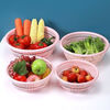 Fruit and vegetable plastic drain basket hollow kitchen durable new household vegetable basket vegetable basket fruit basket drain screen light blue small + medium + large + extra large four