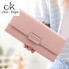 Casa-kupsCK new Korean style simple and fashionable women's long wallet large capacity multi-card slot folding niche design wallet pink