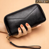 GUIG Germany imported quality genuine leather coin purse women's long 2025 new fashion simple patchwork clutch bag for women black