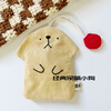 Jingmengyuan puppy pure handmade mini multi-functional key bag cotton pull-out car key protective cover khaki color - classic cute puppy