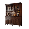 Heguan black walnut retro solid wood sideboard kitchen cabinet against the wall integrated living room storage cabinet tea cabinet wine cabinet black walnut four-door sideboard