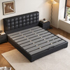 Suizhi government subsidized waffle leather bed, modern and simple master bedroom, high-end and atmospheric storage bed, double soft package wedding bed, single bed, newly upgraded silent bed board, 1.8m*2.0m frame structure, optional colors
