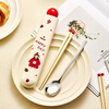 TREEJACK Cartoon 304 Stainless Steel Alloy Chopsticks and Spoon Set Children and Students Takeaway Portable Chopsticks and Spoons Boxed Tableware