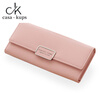 Casa-kupsCK new Korean style simple and fashionable women's long wallet large capacity multi-card slot folding niche design wallet pink